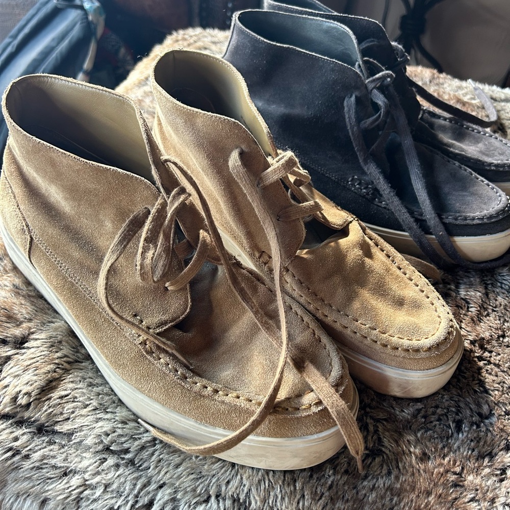 Suede Ankle Boots in Tan and Black